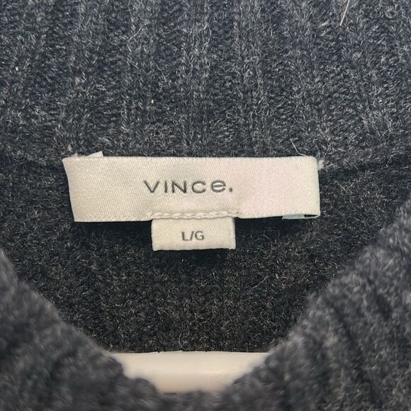 Vince Women Cashmere Wool Sleeveless Ribbed Tunic Sweater Heather Charcoal large - Picture 5 of 9